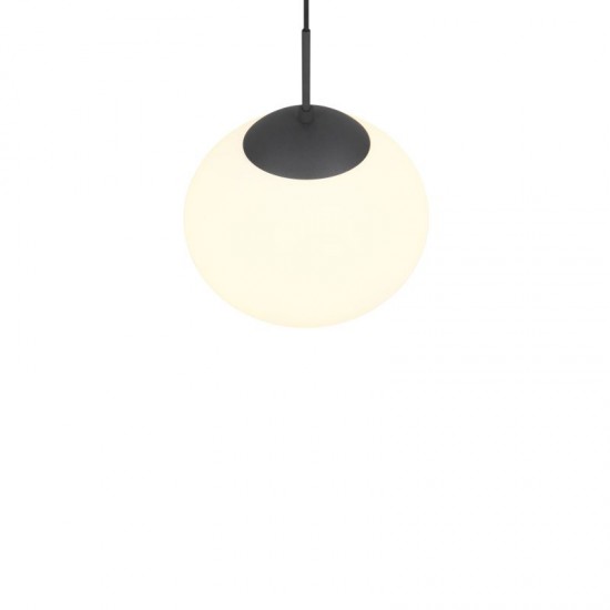 77452-049 Matt Black Pendant with White Oval Glass
