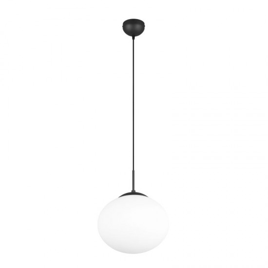 77452-049 Matt Black Pendant with White Oval Glass