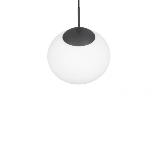 77452-049 Matt Black Pendant with White Oval Glass