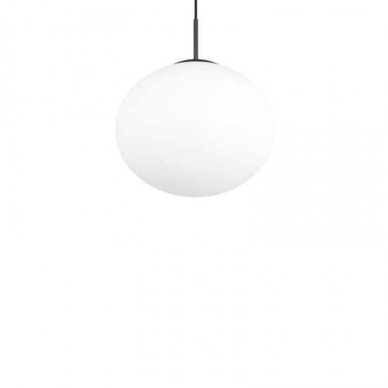 77452-049 Matt Black Pendant with White Oval Glass