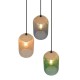 77355-049 Black 3 Light Cluster Pendant with Multicolour Glass & Cork