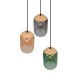 77355-049 Black 3 Light Cluster Pendant with Multicolour Glass & Cork