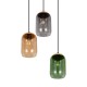 77355-049 Black 3 Light Cluster Pendant with Multicolour Glass & Cork