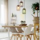 77355-049 Black 3 Light Cluster Pendant with Multicolour Glass & Cork