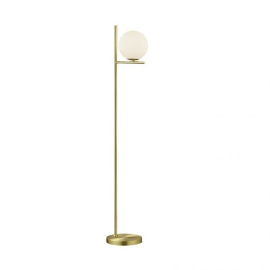 46077-049 Matt Brass Floor Lamp with White Glass