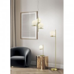 46077-049 Matt Brass Floor Lamp with White Glass