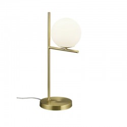46075-049 Matt Brass Table Lamp with White Glass