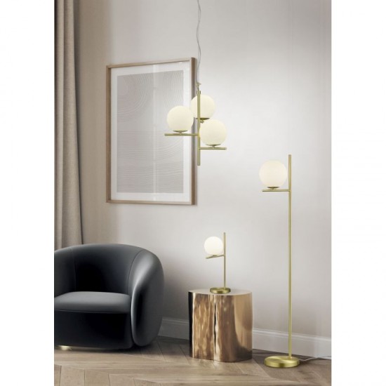 46075-049 Matt Brass Table Lamp with White Glass