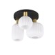 77381-049 Black & Matt Brass 3 Light Semi Flush with Ribbed White Glass