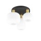 77381-049 Black & Matt Brass 3 Light Semi Flush with Ribbed White Glass