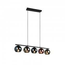 77121-049 Black 5 light over Island Fitting with Multicolour Glasses