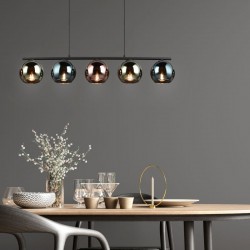 77121-049 Black 5 light over Island Fitting with Multicolour Glasses