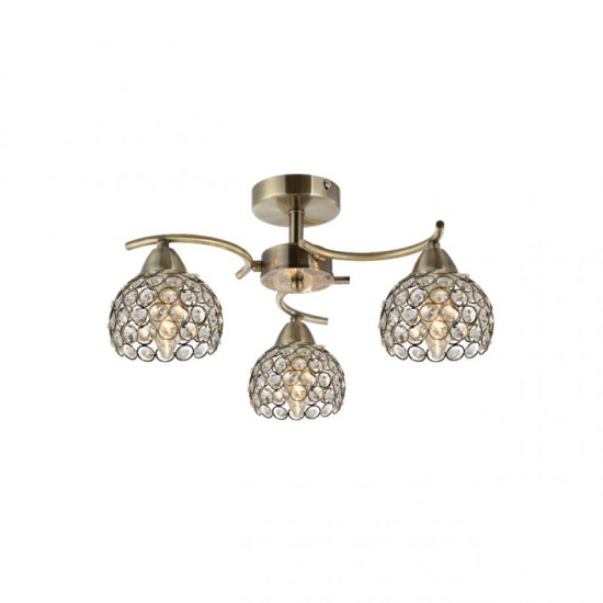 70064-052 Crystal with Antique Brass 3 Light Ceiling Lamp 70064-052 Crystal with Antique Brass 3 Light Ceiling Lamp