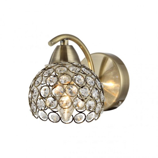 70065-052 Crystal with Antique Brass Single Wall Lamp 70065-052 Crystal with Antique Brass Single Wall Lamp