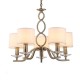 70051-052 White Shades with Antique Brass 5 Light Centre Fitting