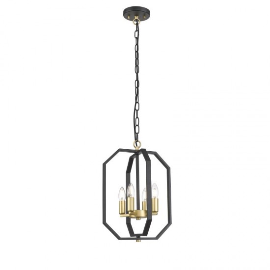 Berlin 1 - Matt Black & Gold 4 Light Pendant
