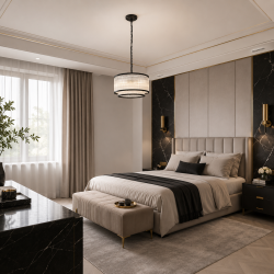 Monaco 4BK - Matt Black 5 Light Pendant with Clear Glass Rods