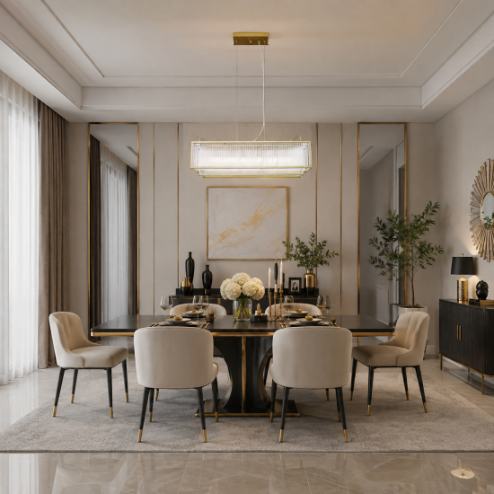 Monte Carlo 4 - Matt Gold 6 Light over Island Fitting with Clear Glass Rods