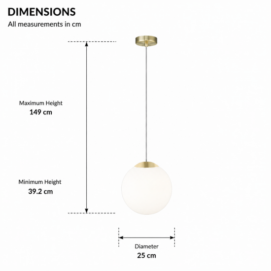 Zurich 3 - Matt Gold Pendant with White Opal Glass
