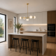 Chicago 3 - Brushed Brass 5 Light over Island Fitting with White Opal Glass