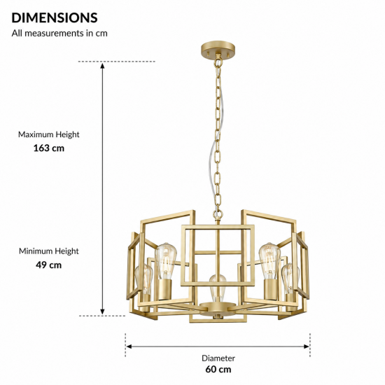 Milan 1 - Painted Gold 5 Light Centre Fitting