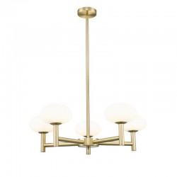 Chicago 1 - Brushed Brass 5 Light Cente Fitting with White Opal Glass Chicago 1 - Brushed Brass 5 Light Cente Fitting with White Opal Glass