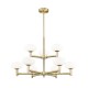 Chicago 2 - Brushed Brass 9 Light Cente Fitting with White Opal Glass