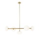 Chicago 3 - Brushed Brass 5 Light over Island Fitting with White Opal Glass