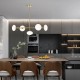 Chicago 3 - Brushed Brass 5 Light over Island Fitting with White Opal Glass