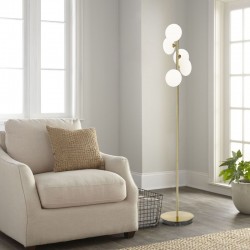 Chicago FL - Brushed Brass 5 Light Floor Lamp with White Opal Glass Chicago FL - Brushed Brass 5 Light Floor Lamp with White Opal Glass
