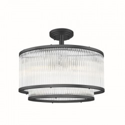 Monaco 2BK - Matt Black 5 Light Semi Flush with Clear Glass Rods Monaco 2BK - Matt Black 5 Light Semi Flush with Clear Glass Rods