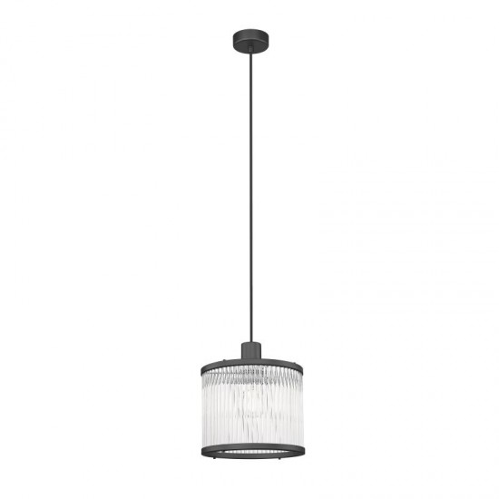 Monaco 3BK - Matt Black Pendant with Clear Glass Rods