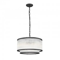 Monaco 4BK - Matt Black 5 Light Pendant with Clear Glass Rods Monaco 4BK - Matt Black 5 Light Pendant with Clear Glass Rods
