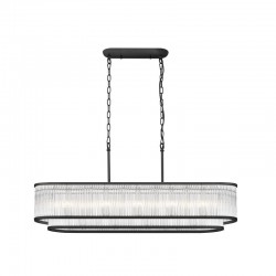 Monaco 8BK - Matt Black 7 Light over Island Fitting with Clear Glass Rods Monaco 8BK - Matt Black 7 Light over Island Fitting with Clear Glass Rods