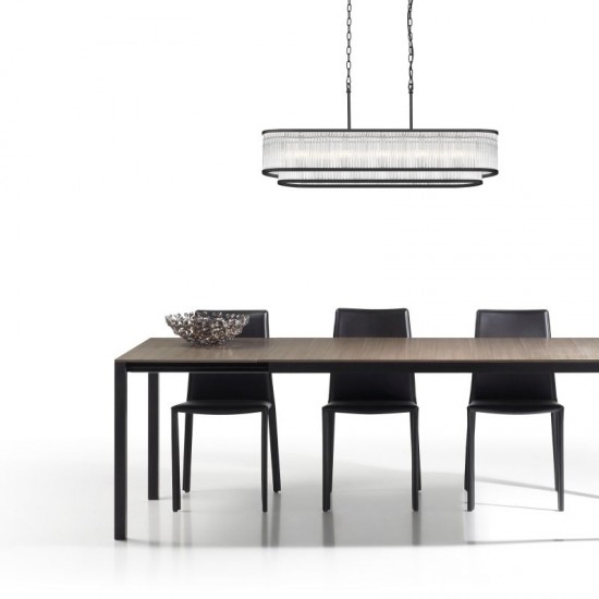 Monaco 8BK - Matt Black 7 Light over Island Fitting with Clear Glass Rods