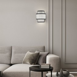 Monaco WBK - Matt Black 2 Light Wall Lamp with Clear Glass Rods Monaco WBK - Matt Black 2 Light Wall Lamp with Clear Glass Rods