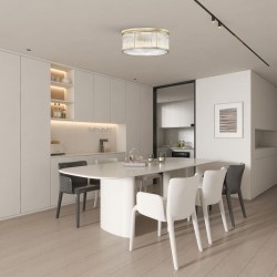 Monte Carlo 2 - Matt Gold 5 Light Flush with Clear Glass Rods & Diffuser