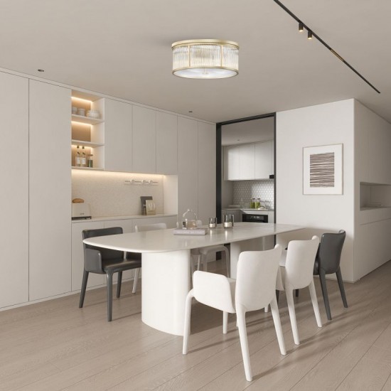 Monte Carlo 2 - Matt Gold 5 Light Flush with Clear Glass Rods & Diffuser