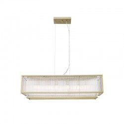 Monte Carlo 4 - Matt Gold 6 Light over Island Fitting with Clear Glass Rods Monte Carlo 4 - Matt Gold 6 Light over Island Fitting with Clear Glass Rods