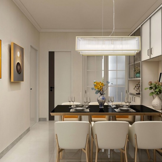 Monte Carlo 4 - Matt Gold 6 Light over Island Fitting with Clear Glass Rods