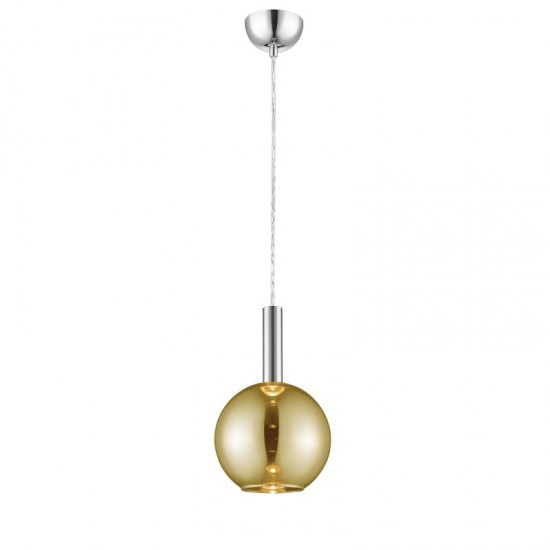 Paris 2 - Integrated LED Gold Glass Shade with Chrome Single Pendant