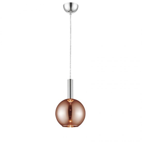 Paris 3 -  Integrated LED Copper Glass Shade with Chrome Single Pendant