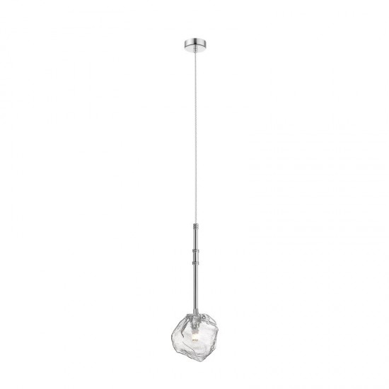 Vienna 2 - Chrome Pendant with Clear Ice Glass