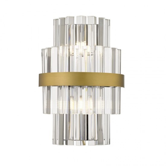 Venice W - Antique Gold 2 Light Wall Lamp with Crystal