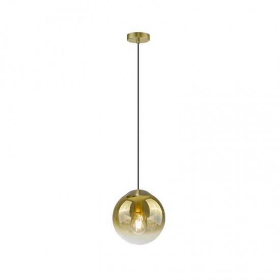 Zurich 2 - Matt Brass Pendant with Gold Ombre Glass