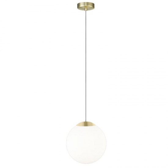 Zurich 3 - Matt Gold Pendant with White Opal Glass