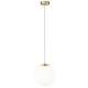 Zurich 3 - Matt Gold Pendant with White Opal Glass