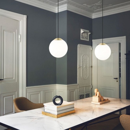 Zurich 3 - Matt Gold Pendant with White Opal Glass