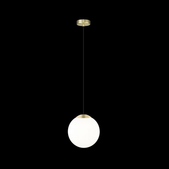 Zurich 3 - Matt Gold Pendant with White Opal Glass