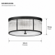 Monte Carlo 1 - Matt Black 5 Light Flush with Clear Glass Rods & Diffuser